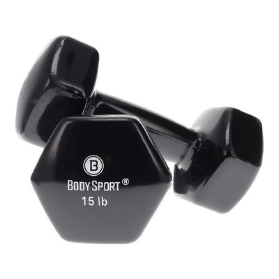 Body Sport Vinyl Coated Dumbbell   Exercises   Strength Training - 15 lb Pair