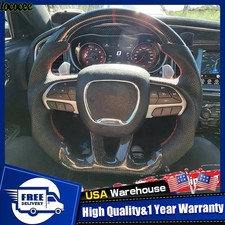 For 2015-2024 Dodge Charger Challenger Jeep Real Carbon Fiber Steering Wheel