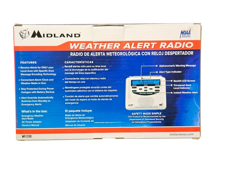 Midland Weather Radio with Clock - Model #WR120B - FAST SHIPPING! - Image 3 of 3