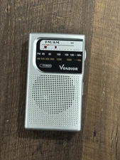 WORKS Vondior VX AM/FM two band Battery Operated Portable Radio - Silver Tested