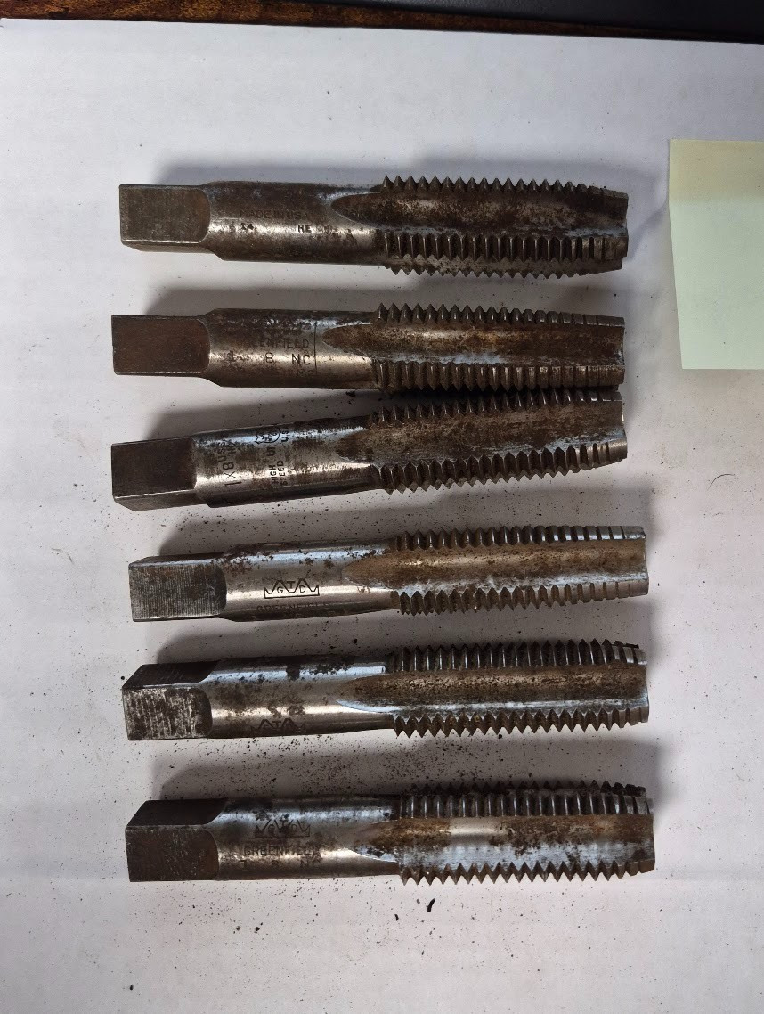 6 Greenfield GTD 1"-8 NC Taps Lot Vintage HSS M2 Made in USA