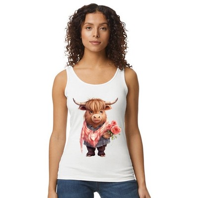 Süßes Highland Cow Damen Trägertop Tanktop romantisch schottisches Geschenk für sie