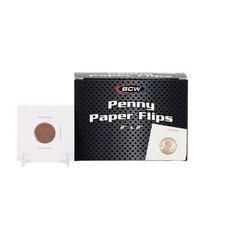 2x2 Penny Coin Flips   100 Pack   BCW Paper Holders with Clear Windows