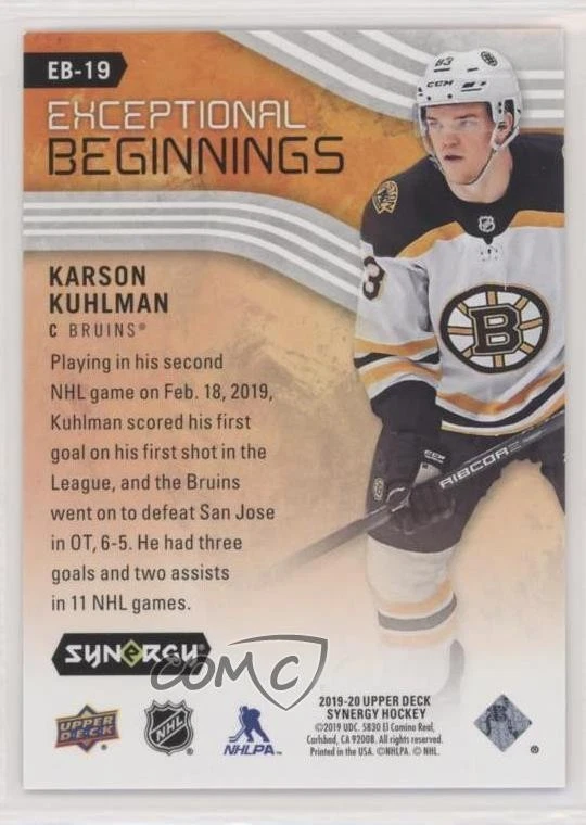 2019 Synergy Exceptional Beginnings Orange /399 Karson Kuhlman #EB-19 Rookie RC - Image 2 of 2