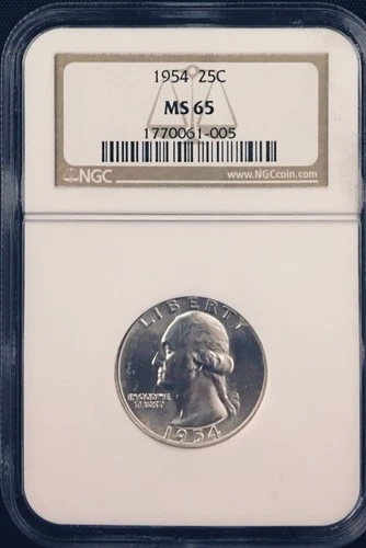 #0012   1954   WASHINGTON QUARTER   NGC  MS 65 (BU)