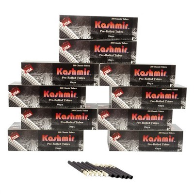 Kashmir Black Cigarette Tubes Onyx King Size 84mm - 10 Boxes of 200 RYO Tubes