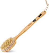 GUARD&MARINE Back Brush for Shower & Bath with Long Handle - Wooden Brown 