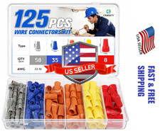 125 PCS Wire Connectors Nuts Kit Electric Wire Caps Twist On Terminals with Box