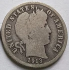 1913-S Barber Silver Dime 10C - Good, Better Date