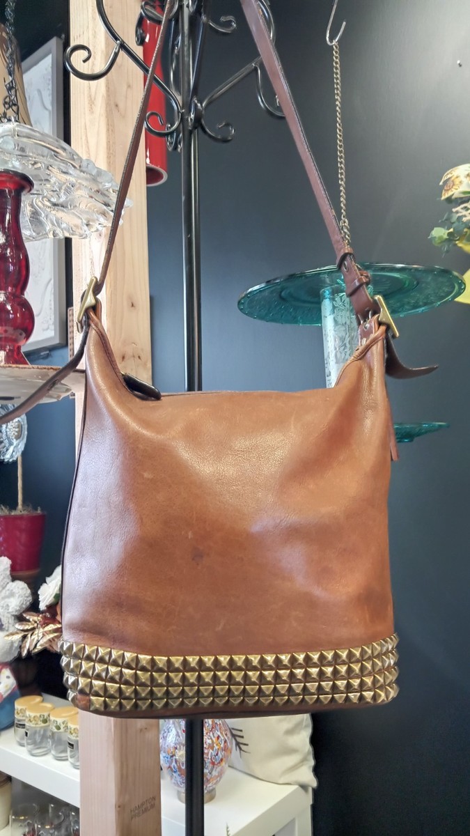 Coach Legacy Saddle Brown Leather Studded Duffle Crossbody