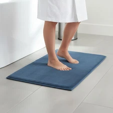 Elegant 17" x 24" Navy Memory Foam Bath Mat - Machine Washable & Non-Slip