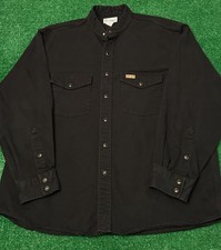 Vintage Carhartt Black Pearl Snap Button Up Work Wear Black Mens Size Large