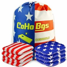 Corn Hole Bags Set 8, Professional Cornhole Bags Dual-Sided Slick  Stick Res...