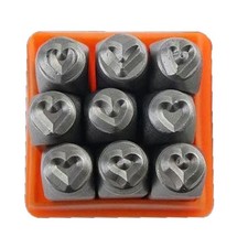 9Pcs Heart Shaped Metal Stamps Set for Jewelry Making and DIY Craft Projects