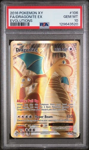 2016 POKEMON XY EVOLUTIONS #106 FULL ART/DRAGONITE EX PSA 10