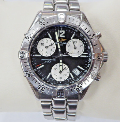 BREITLING Colt A53035 Date Chronograph Quartz Men's Great Condition 7.5'' Long