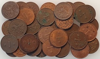 Finland 1 Penni 1919 1924 KM# 23 Copper coins. 35 Pcs. Lot!