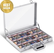 Portable Aluminum Display Case Tabletop Locking Acrylic Box for Sports Cards