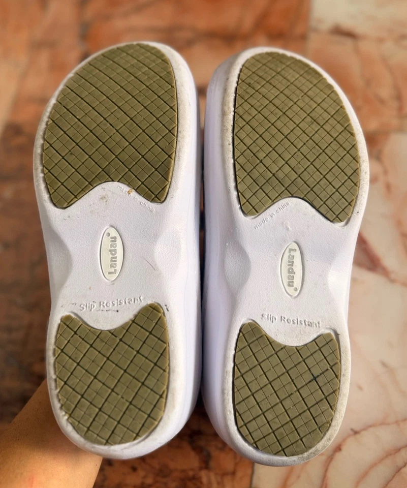 Zuecos cómodos de enfermería Landau Foot Wear RX blancos sin cordones para mujer’s 7/hombre’s 5 Foto 4 de 4