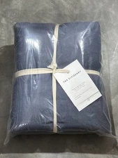 THE CITIZENRY  STONEWASHED LINEN DUVET COVER SLATE BLUE FULL/QUEEN DUVET