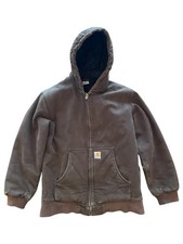 Carhartt Youth Brown Hooded Canvas Work Jacke...