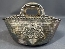 Basket. Container Made Of Silver-Plated Metal. 1940S. Handcrafted.