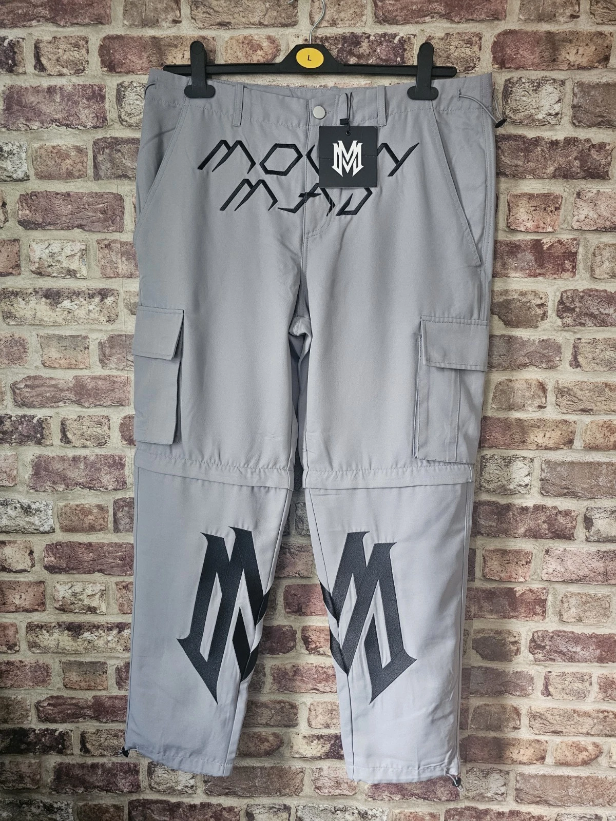 MovinMad Convertable Short Cargo Pants Medium Grey Streetwear Logo Utility BNWT