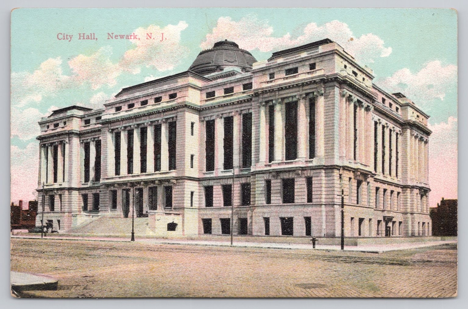 Vintage City Hall Newark New Jersey NJ Antique Postcard Printed in Germany
