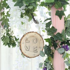 2 BROWN 8" wide Round Natural Wood Plaques Hanging Signs Wedding Decorations
