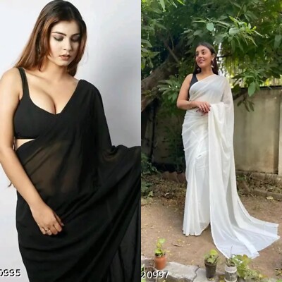 Women's Chiffon saree Without Blouse