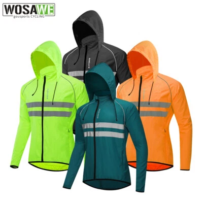 WOSAWE Herren Radfahren winddichte Kapuzenjacke MTB Bike Atmungsaktive Jacke