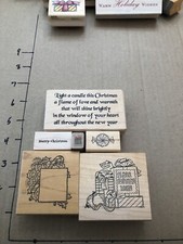 Lot 17 Christmas /Winter Themed Wood mounted Rubber Stamps