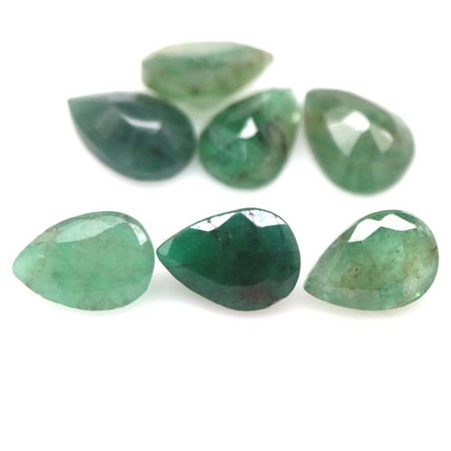 14.48 CT. Unheated 7Pcs Green Zambia Emerald Pear