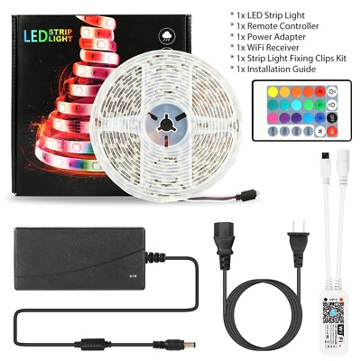 5M 16.4FT 300 LEDs 5050 RGB Color Changing WiFi LED Light Strip Sync with Music