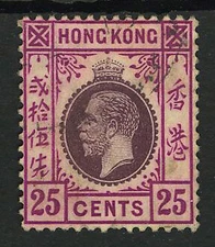 M11804 Hong Kong 1914 SG108 - 25c purple & magenta (Type A)