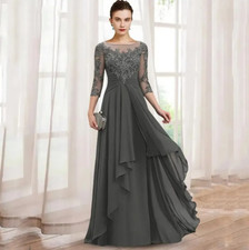 Elegant A-Line Mother Of the Bride Dresses Chiffon Appliques Long Party Dresses