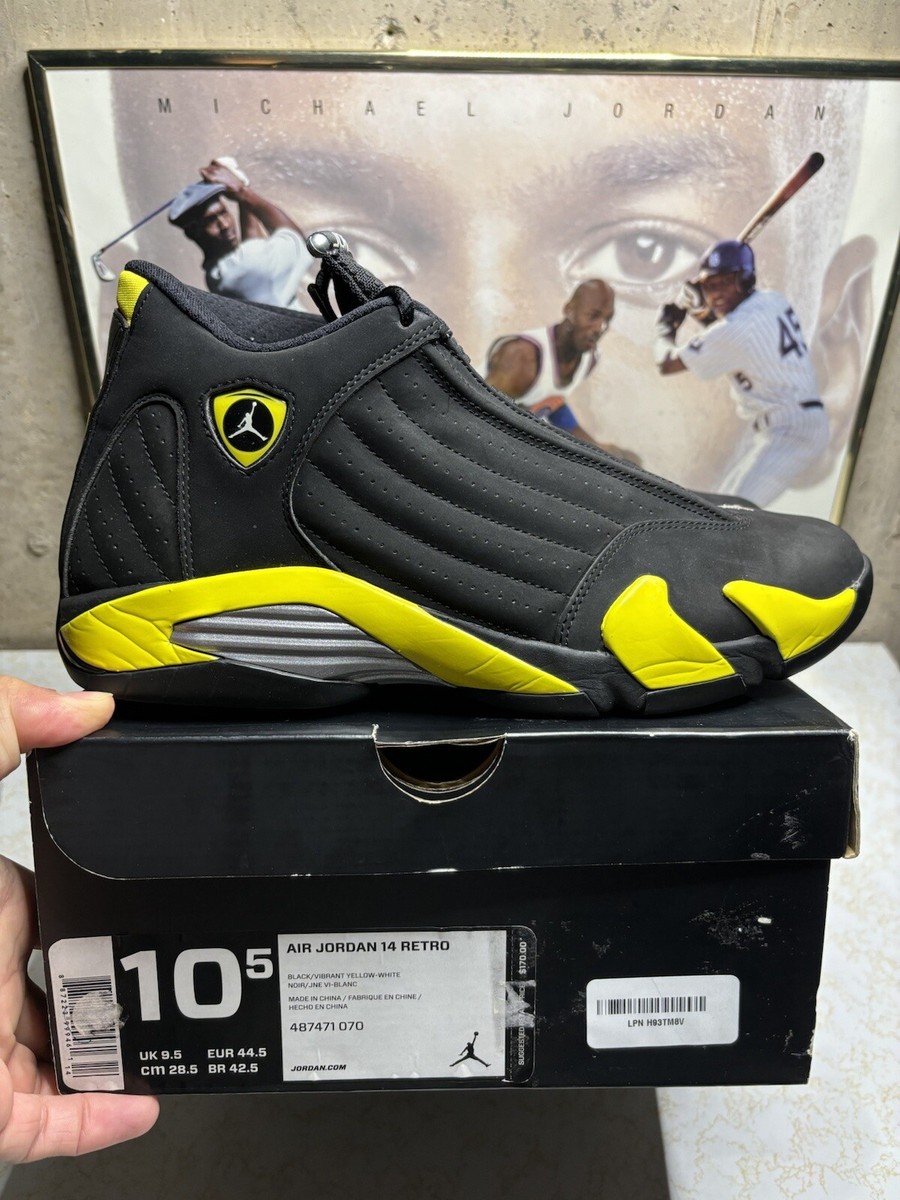 Air Jordan 14 イエロー/ブラック RARE Nike Air Jordan Retro 14 Thunder Black Yellow Mens