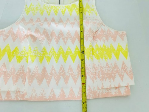 1 State Chevron Crop Top Pink Yellow Sleeveless Size L Crew Neck - Picture 7 of 9