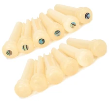 6pcs Acoustic Guitar Unbleached Vintage Real Bone Bridge Pins Shell Dot USA