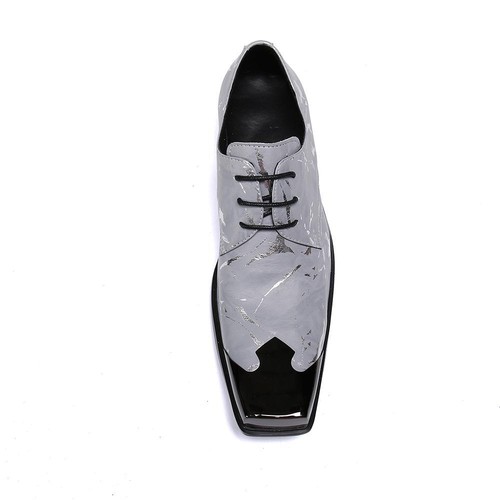 Scarpe da uomo inglesi metallo punta quadrata eleganti moda stringate pelle formali calde - Foto 6 di 20