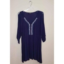 Suzanne Betro Navy Blue Arm Split Dress Plus ...