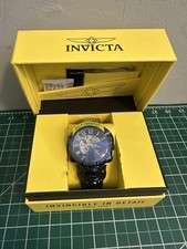 Invicta Artist Skull Automatic Skeletonized Blue Stainless Steel 50mm Watch New