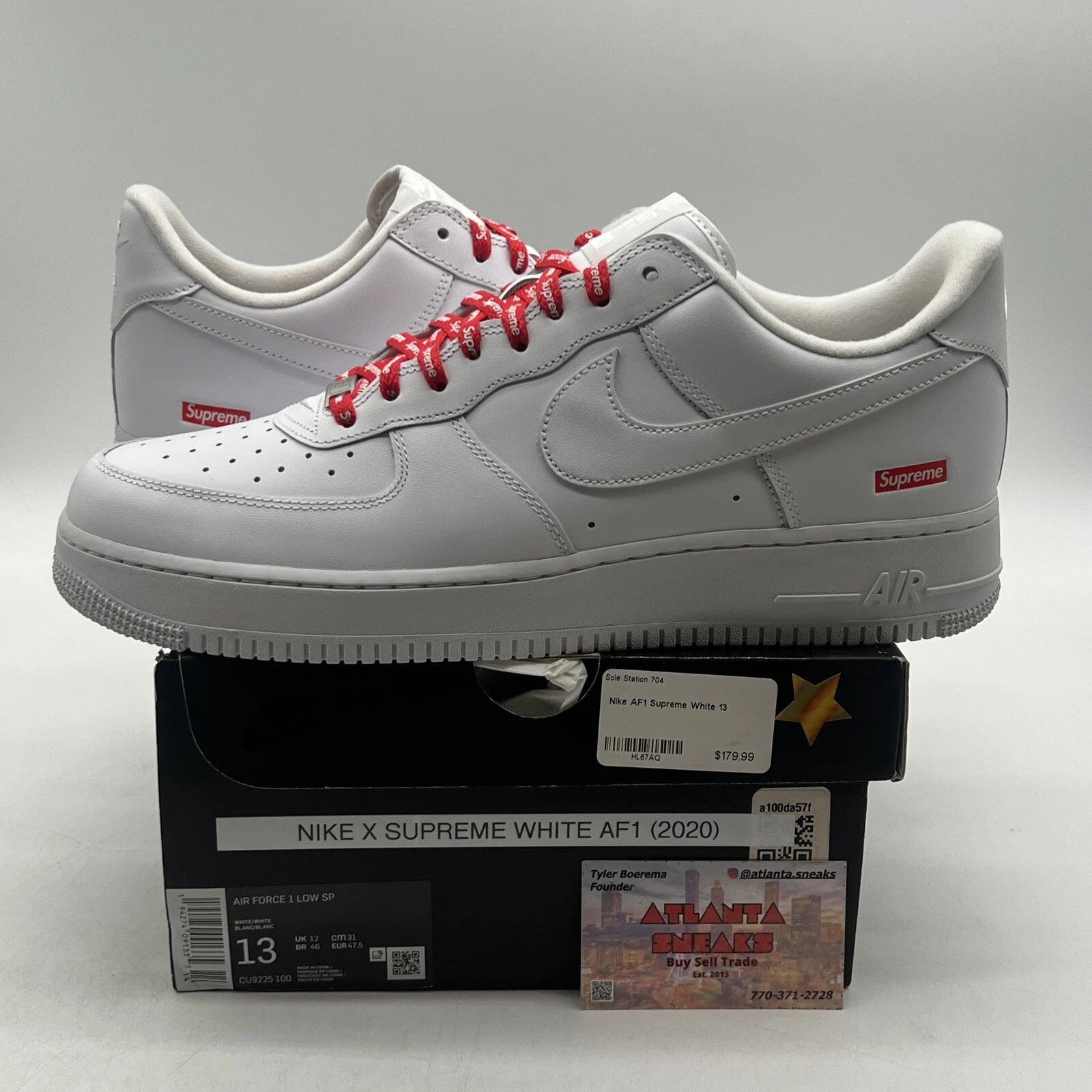 Taille 13   Logo Nike Air Force 1 x Supreme Low Box   Blanc (CU9225 100)