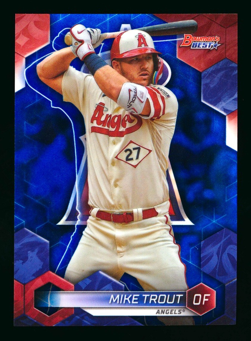 2023 BOWMAN'S BEST #44 MIKE TROUT BLUE REFRACTOR ANGELS MVP RARE SP #99/150!