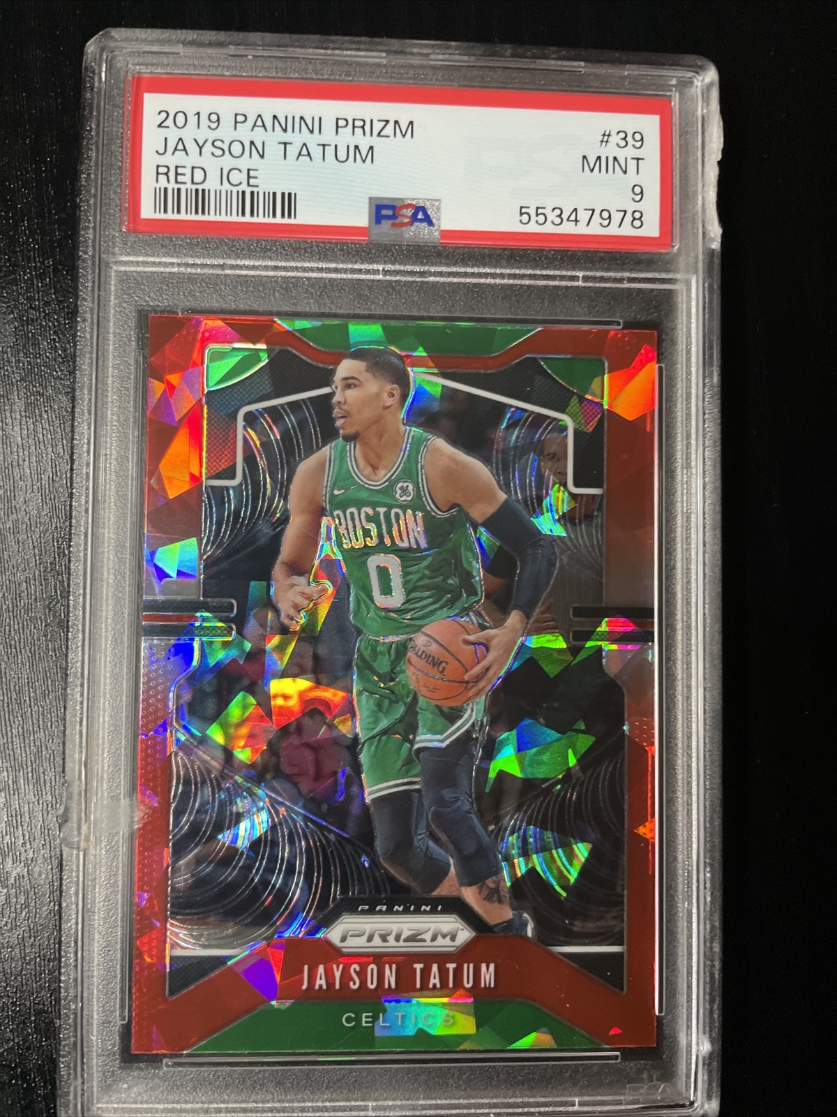 2019 Panini Prizm Jayson Tatum red ice PSA 9
