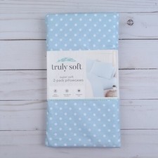 Truly Soft Pillow Cases Pillowcases Standard Blue Dots Set of 2 Hypoallergenic