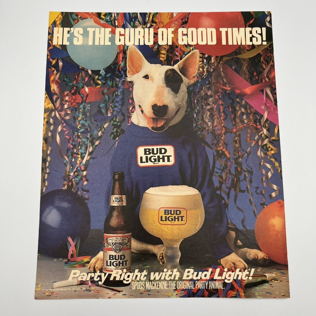 Bud Light Beer Vtg 1988 Print Ad 9.75