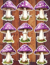 Purple Top Mushroom Die Cut Vinyl Stickers Set Scrapbooking Laptop Waterbottle