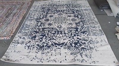 CREAM / NAVY 6'-7'' x 9'-2'' Broken Thread Rug, Reduced Price 1172772321 MAD603D-6