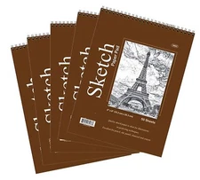 5 Pcs 50 sheets 6" x 8" Top Bound Spiral Premium Quality Sketch Book Paper Pad